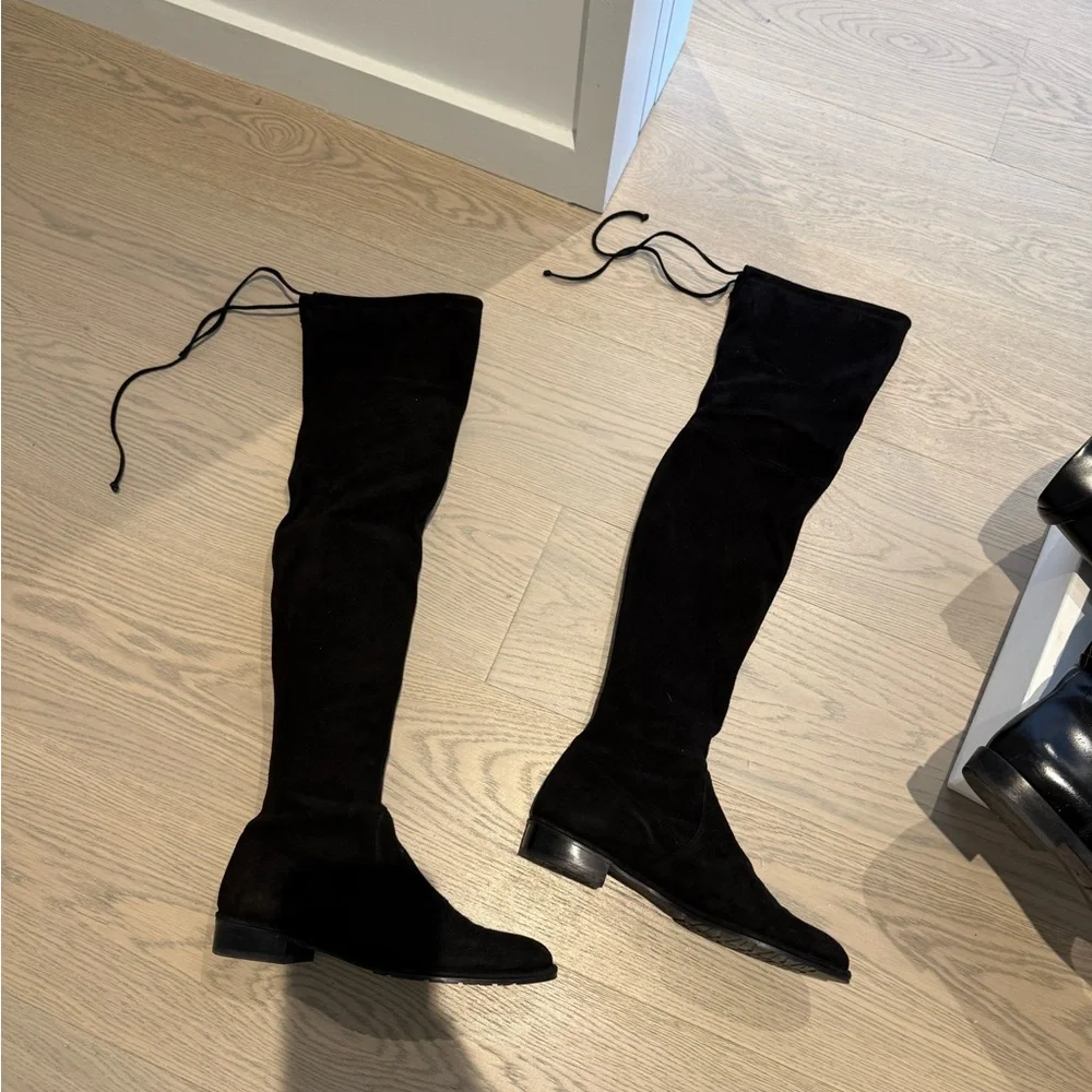 Stuart weitzman over the knee black suede boots 8.5